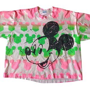 Vintage Single Stitch T-shirt Disney Character Fashions Mickey Mouse Neon Splatt